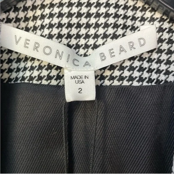 NWT Veronica Beard Cutaway Dickey BlazerIn Black Multi houndstooth Size 2